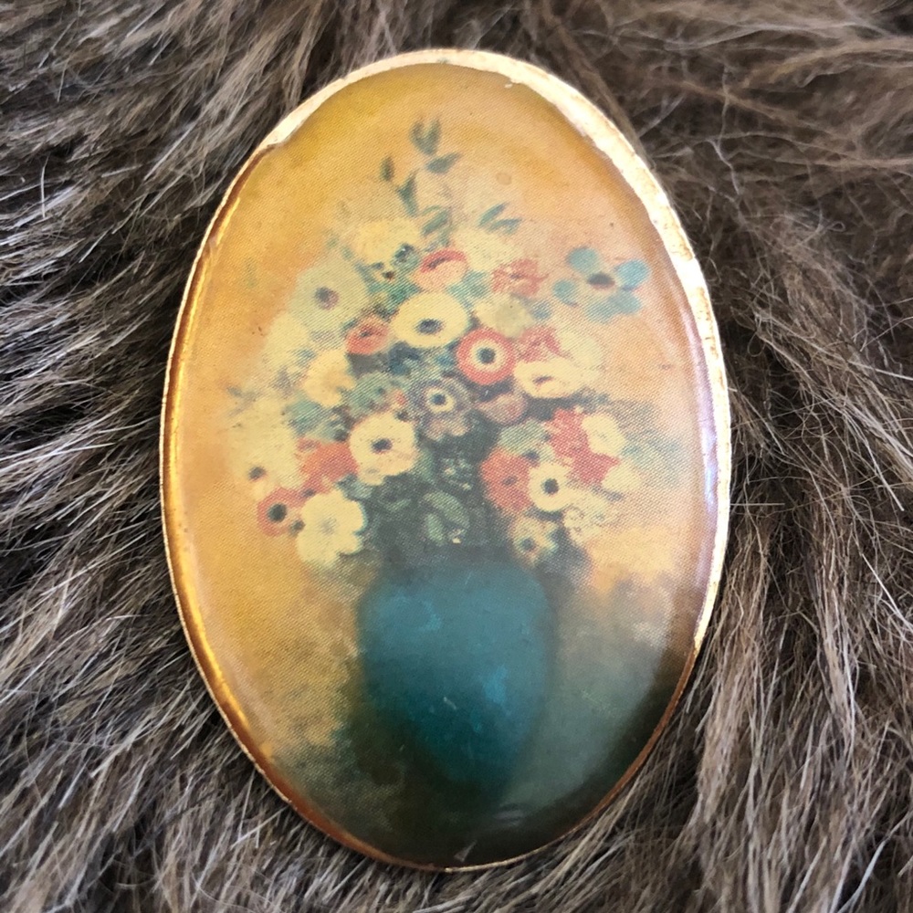 Vintage DaVinci signed mid century floral brooch